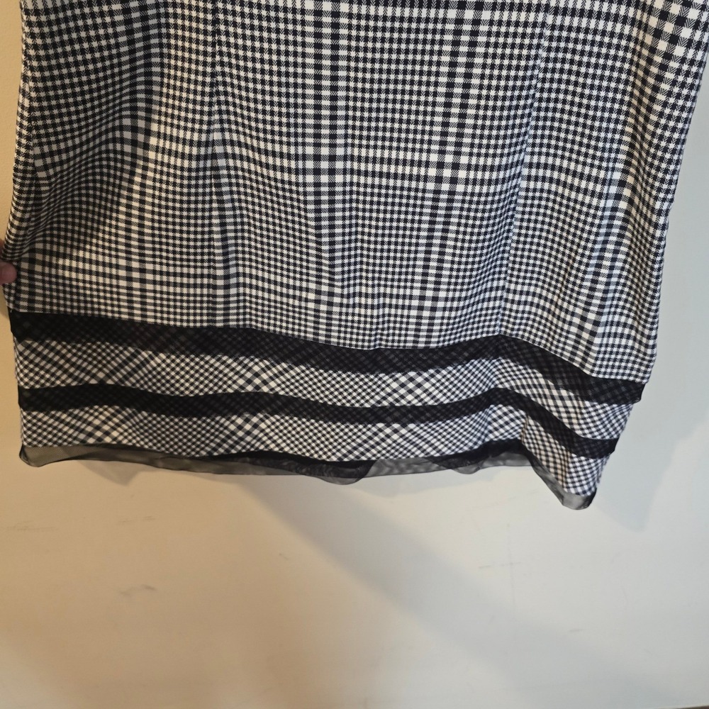 Kimchi Blue Houndstooth Plaid Bow Mini Dress Black White Large Sleeveless Mesh - Picture 5 of 8